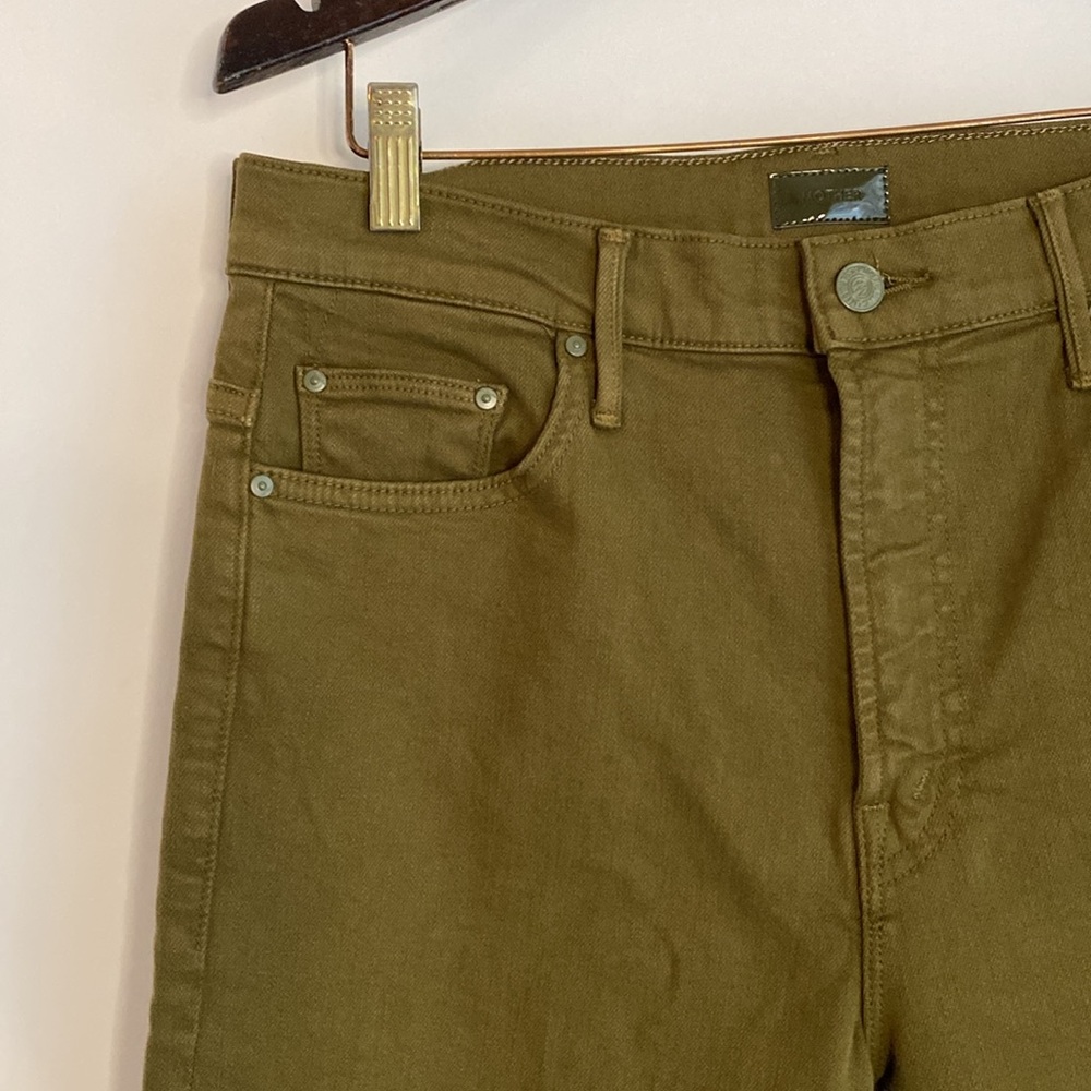 Mother Denim The Insider Crop Step Fray Olive/Fir Green Jeans size 32 NWT - Picture 14 of 17